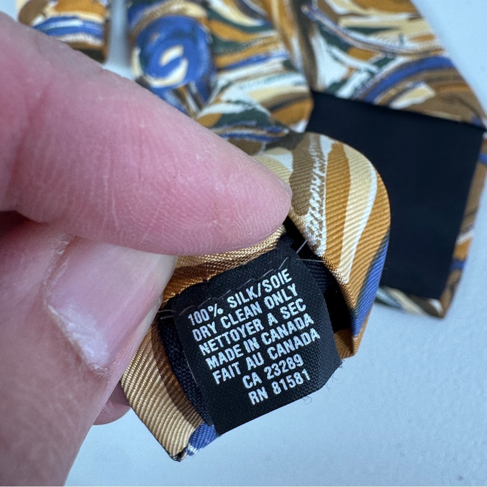 Lavatelli Silk Abstract Patterned Men's Tie Swirl Brown Blue Vintage Designer - Picture 10 of 15